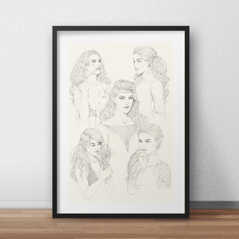 The three ACOTAR sisters sketch Collection